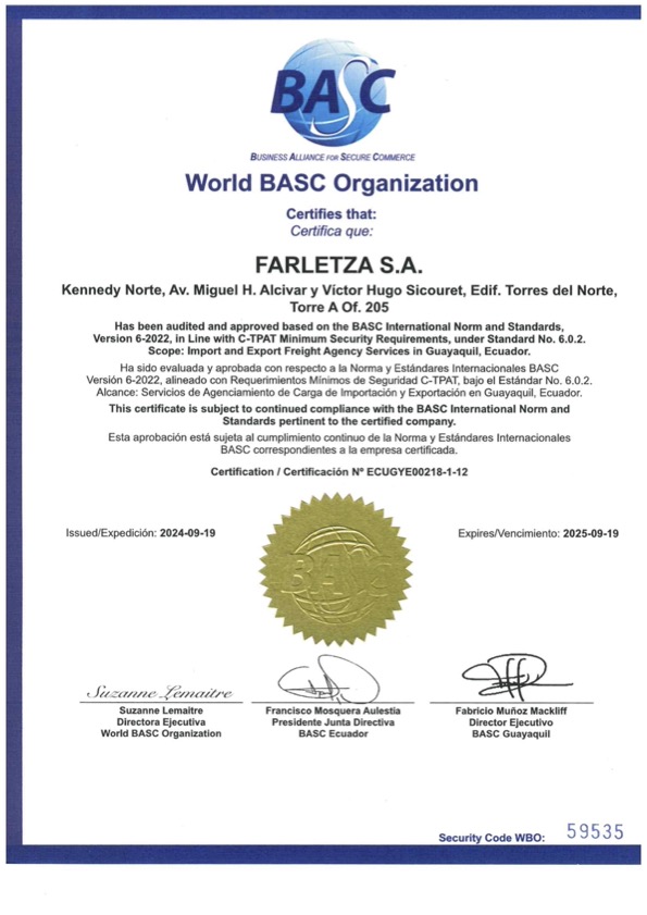 Recertificación BASC Guayaquil