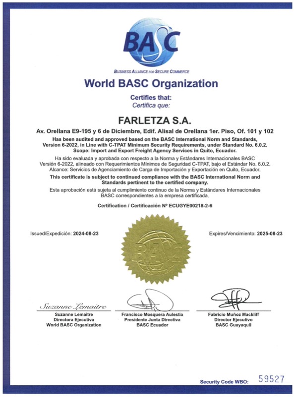 Recertificación BASC Quito